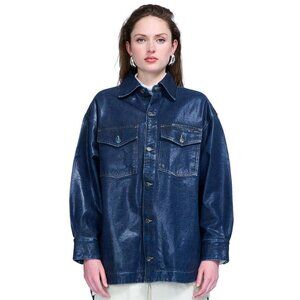 VIAVIA Women's Oversized Denim Shacket Size XS/S In Vegas Shine